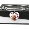 Bloodhound Dog Print Luxury Heart Charm Bangle-Free Shipping