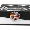 English Mastiff Print Luxury Heart Charm Bangle-Free Shipping