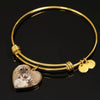Cute Siberian Husky Print Luxury Heart Charm Bangle-Free Shipping