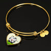 Cute Cow With Butterfly Print Heart Pendant Bangle-Free Shipping