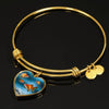 Common Goldfish Print Heart Pendant Luxury Bangle-Free Shipping