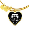 " I Love My Cat" Print Heart Pendant Luxury Bangle-Free Shipping