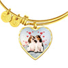 Cute Beagle Print Luxury Heart Charm Bangle -Free Shipping