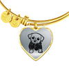 Cute Dog Art Print Heart Pendant Luxury Bangle-Free Shipping
