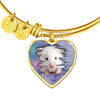 Cute White Hamster Print Heart Pendant Bangle-Free Shipping