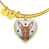 Cute Pharaoh Hound Print Luxury Heart Charm Bangle-Free Shipping