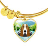 Basset Hound Dog Vector Print Heart Pendant Bangle-Free Shipping