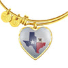 Pug Dog Texas Print Heart Pendant Luxury Bangle-Free Shipping