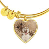 Cute Siberian Husky Print Luxury Heart Charm Bangle-Free Shipping