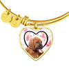 Bloodhound Dog Print Luxury Heart Charm Bangle-Free Shipping