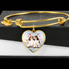 Cute Beagle Print Luxury Heart Charm Bangle -Free Shipping