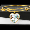 Lusitano Horse Print Heart Pendant Luxury Bangle-Free Shipping