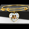 Shetland sheepdog Print Luxury Heart Charm Bangle-Free Shipping