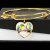 Blue And Yellow Macaw Parrot Art Print Heart Pendant Bangle-Free Shipping