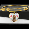 Cocker Spaniel Print Luxury Heart Charm Bangle-Free Shipping