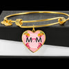 "MOM" Print Heart Pendant Luxury Bangle-Free Shipping