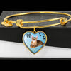 Toyger Cat Print Heart Pendant Bangle-Free Shipping