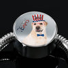 Labrador Retriever Texas Print Circle Charm Steel Bracelet-Free Shipping