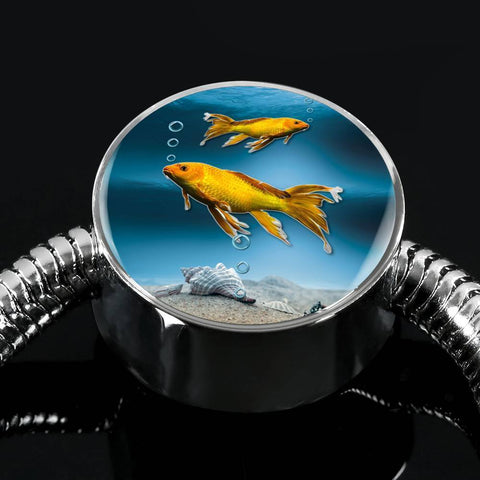 Butterfly Koi Fish Print Circle Steel Bracelet-Free Shipping