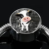 Cow Print Circle Charm Steel Bracelet-Free Shipping