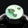 Angelfish Print Circle Charm Steel Bracelet-Free Shipping