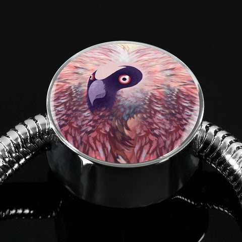 Bearded Vulture Bird Art Print Circle Charm Steel Bracelet-Free Shipping