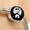 Siberian Husky Dog Print Circle Charm Steel Bracelet-Free Shipping