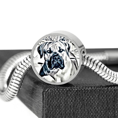 South African Mastiff (Boerboel) Dog Print Circle Charm Steel Bracelet-Free Shipping