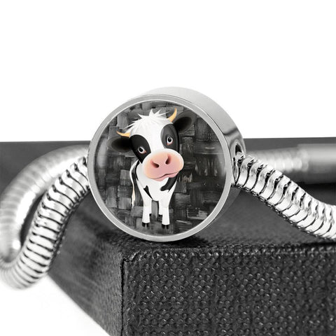 Cow Print Circle Charm Steel Bracelet-Free Shipping