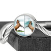 Lusitano Horse Print Circle Charm Steel Bracelet-Free Shipping