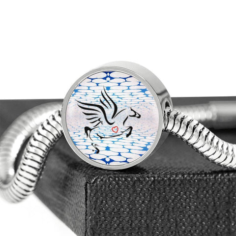 Amazing Percheron Horse Print Circle Charm Steel Bracelet-Free Shipping
