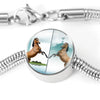 Lusitano Horse Print Circle Charm Steel Bracelet-Free Shipping