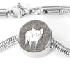 Cute Middle White Pig Print Circle Charm Steel Bracelet-Free Shipping