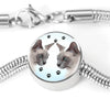 Tonkinese Cat Print Circle Charm Steel Bracelet-Free Shipping