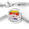 " I Love My Cat" Print Circle Charm Steel Bracelet-Free Shipping