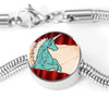 Unicorn Print Circle Charm Steel Bracelet-Free Shipping