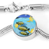 Afra Cichlid Fish Print Luxury Circle Charm Bracelet-Free Shipping