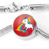 Unicorn Rainbow Print Circle Charm Steel Bracelet-Free Shipping