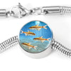 Glowlight Tetra Fish Print Circle Charm Steel Bracelet-Free Shipping