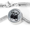 Cute Dog Art Print Circle Charm Steel Bracelet-Free Shipping
