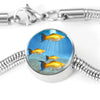 Common Molly Fish Print Circle Charm Steel Bracelet-Free Shipping