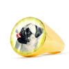 Cute Pug Dog Print Signet Ring-Free Shipping
