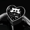 " I Love My Cat" Print Heart Charm Steel Bracelet-Free Shipping