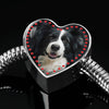 Border Collie Print Heart Charm Steel Bracelet-Free Shipping