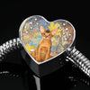 Abyssinian Cat Print Heart Charm Steel Bracelet-Free Shipping
