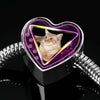 Javanese Cat Print Heart Charm Steel Bracelet-Free Shipping