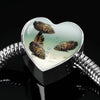 Oscar Fish Print Heart Charm Steel Bracelet-Free Shipping