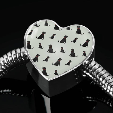 Labrador Retriever Pattern Print Heart Charm Bracelet-Free Shipping