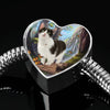 Munchkin cat Print Heart Charm Steel Bracelet-Free Shipping
