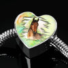 Thoroughbred Horse Art Print Heart Charm Steel Bracelet-Free Shipping